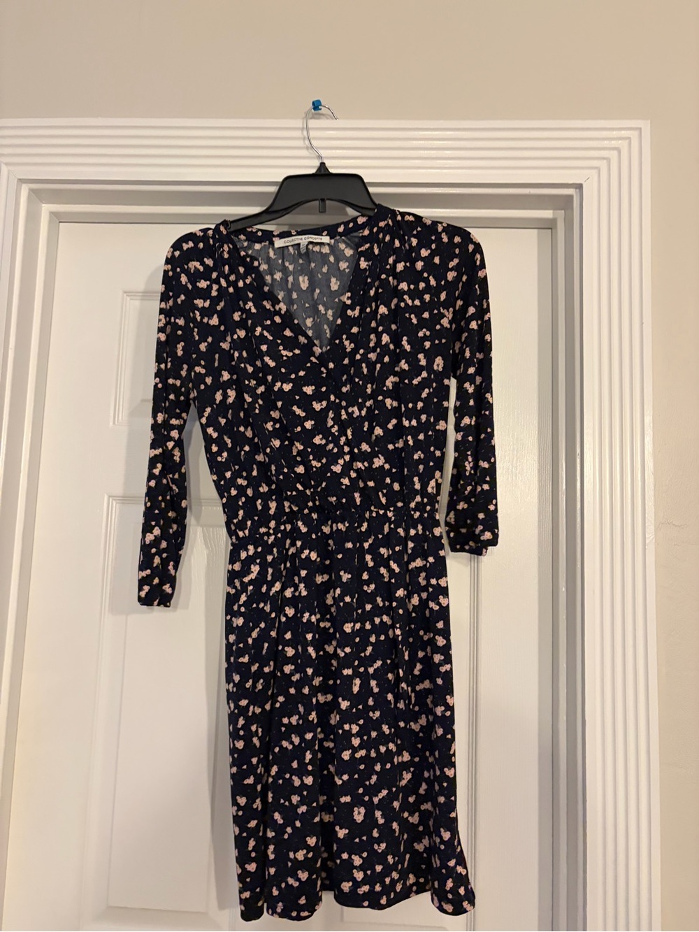 Women's Navy Floral Wrap Dress - Unbranded